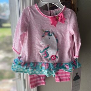 Rare Editions Baby Girl Unicorn Outfit 3-6m